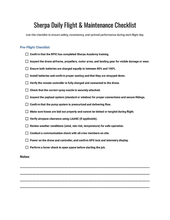 Sherpa Daily Flight & Maintenance Checklist_Page_1